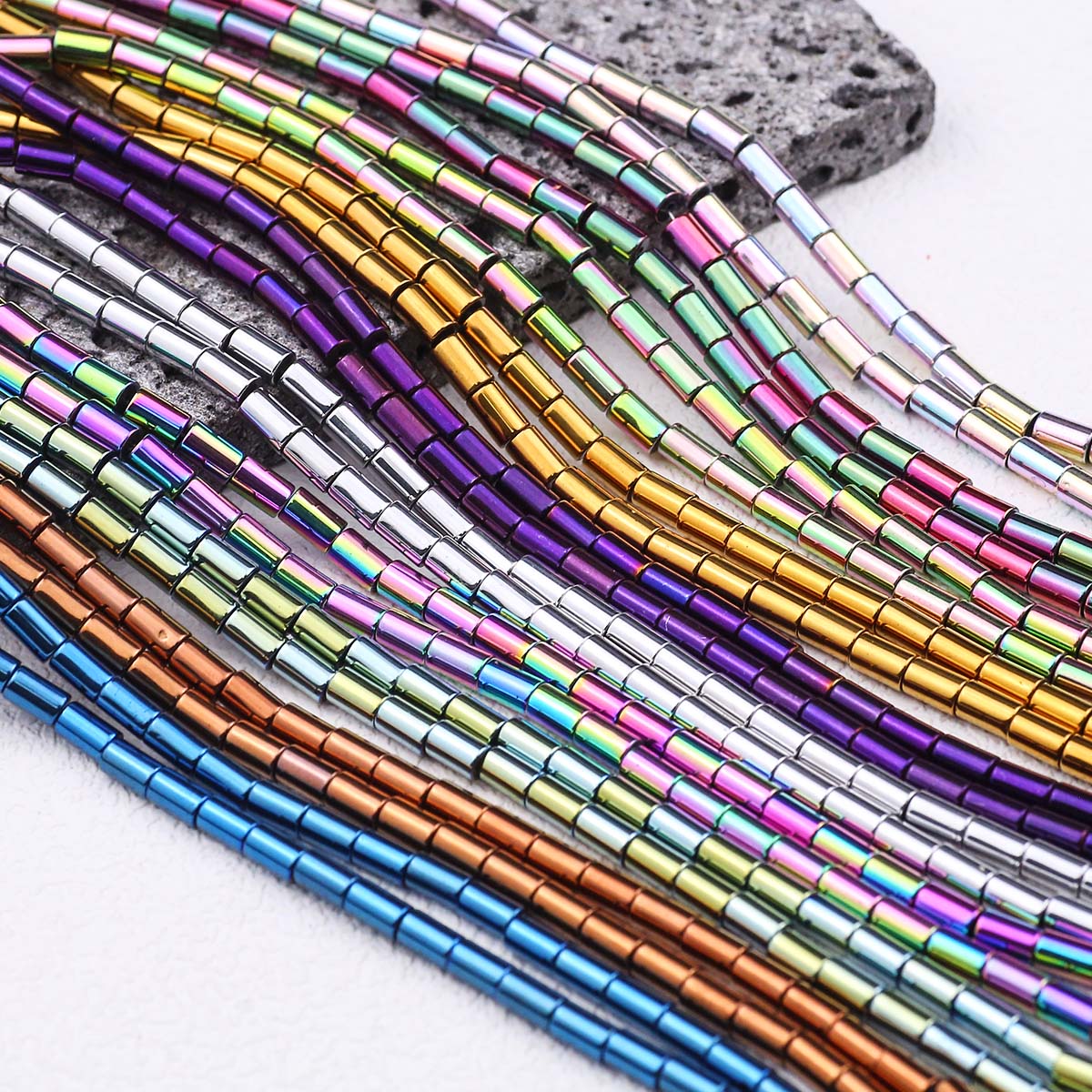 Seed Bead Tube - Espaciadores de cuentas sueltas de hematita